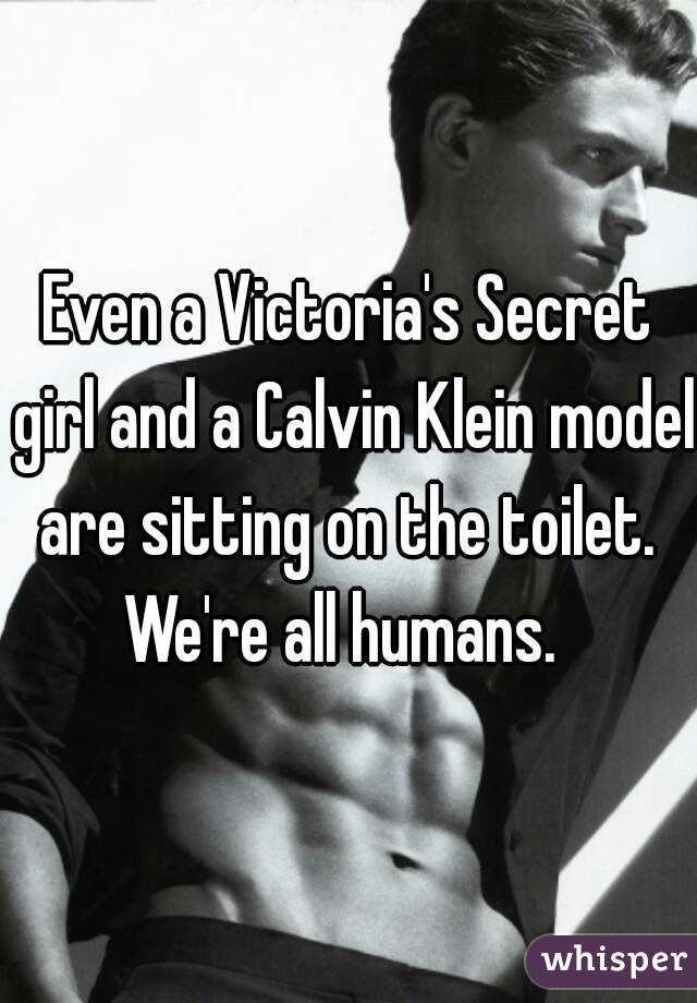 Even a Victoria's Secret girl and a Calvin Klein model are sitting on the toilet. 
We're all humans. 