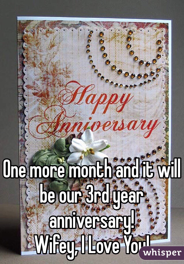One more month and it will be our 3rd year anniversary! 
Wifey, I Love You!