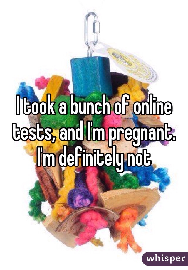 I took a bunch of online tests, and I'm pregnant. I'm definitely not 