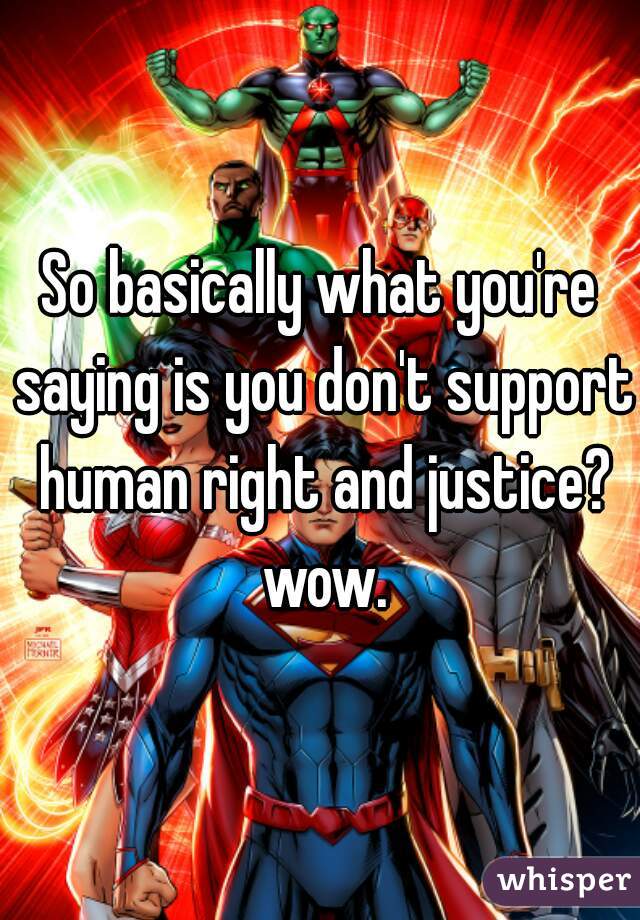 So basically what you're saying is you don't support human right and justice? wow.