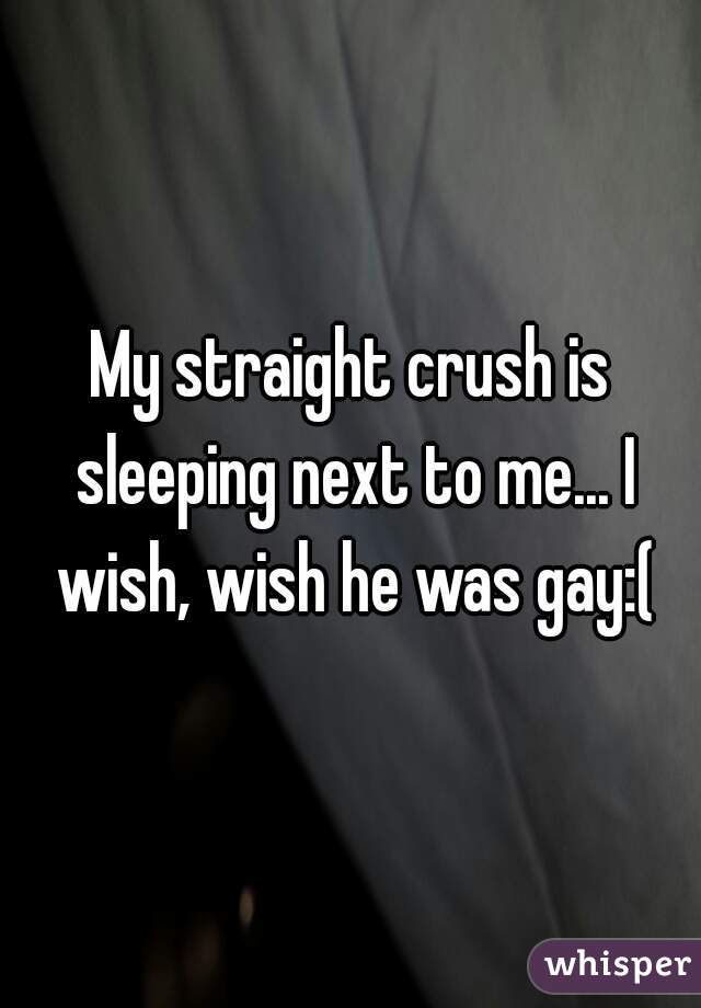 My straight crush is sleeping next to me... I wish, wish he was gay:(