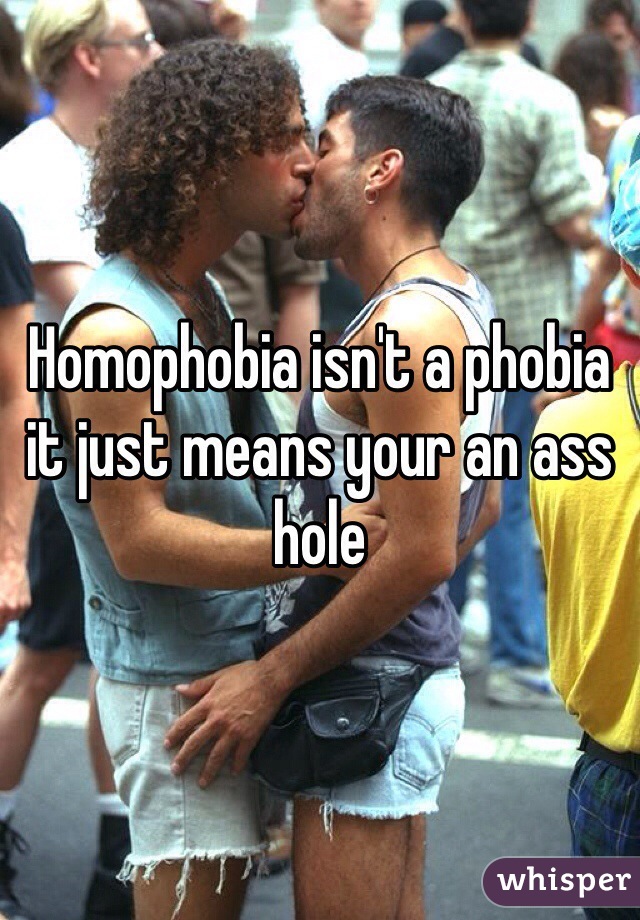 Homophobia isn't a phobia it just means your an ass hole