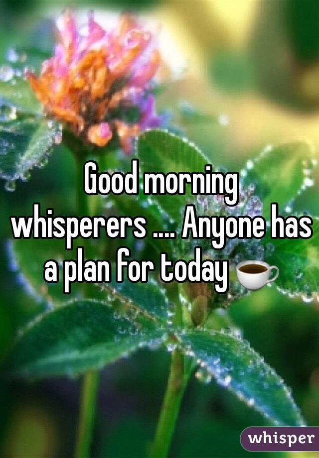 Good morning whisperers .... Anyone has a plan for today ☕️