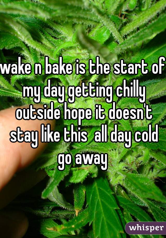 wake n bake is the start of my day getting chilly outside hope it doesn't stay like this  all day cold go away 