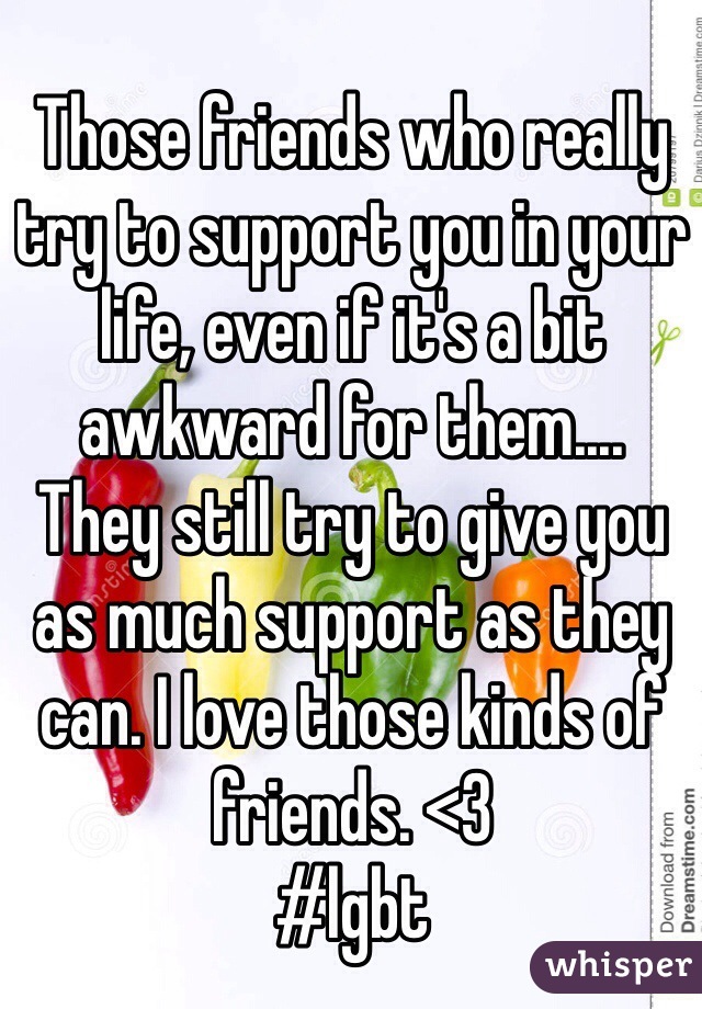 Those friends who really try to support you in your life, even if it's a bit awkward for them.... 
They still try to give you as much support as they can. I love those kinds of friends. <3
#lgbt