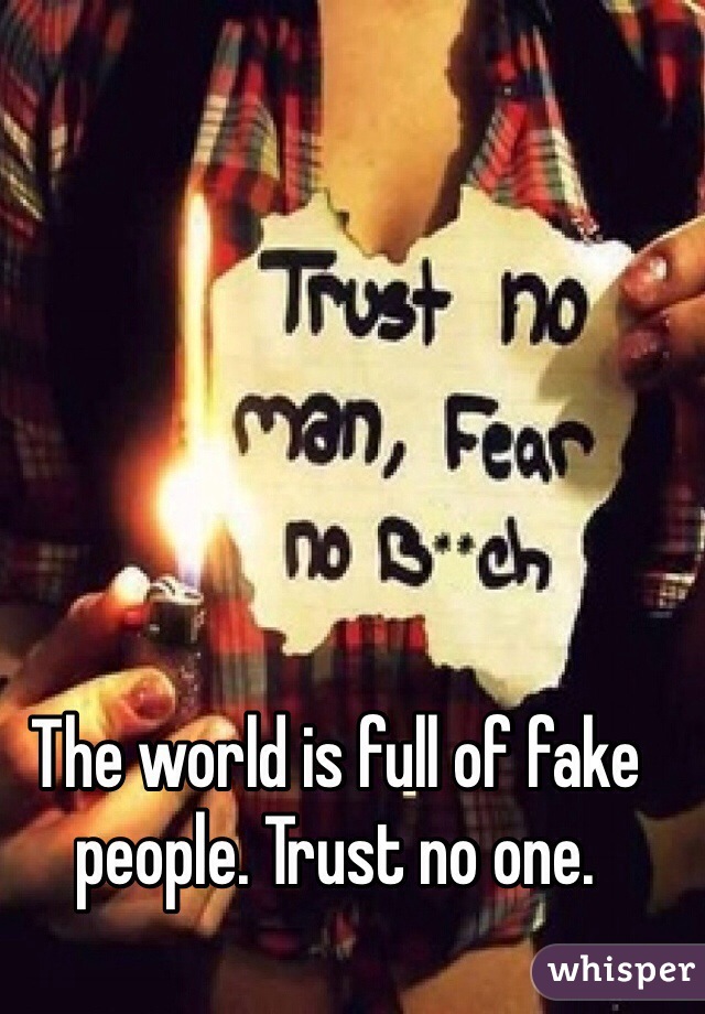 The world is full of fake people. Trust no one.