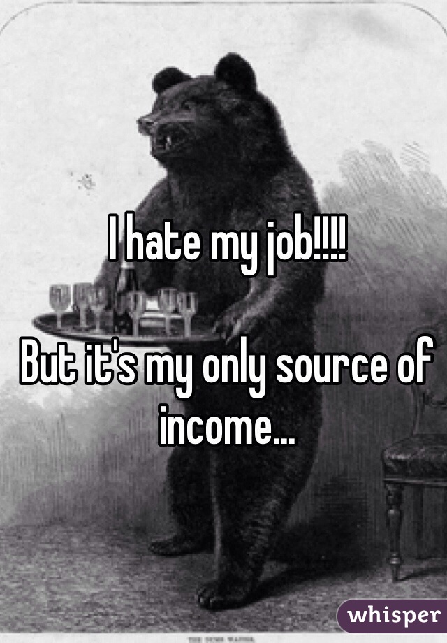 I hate my job!!!!

But it's my only source of income... 