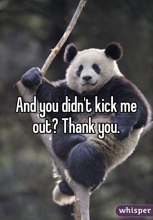 And you didn't kick me out? Thank you. 