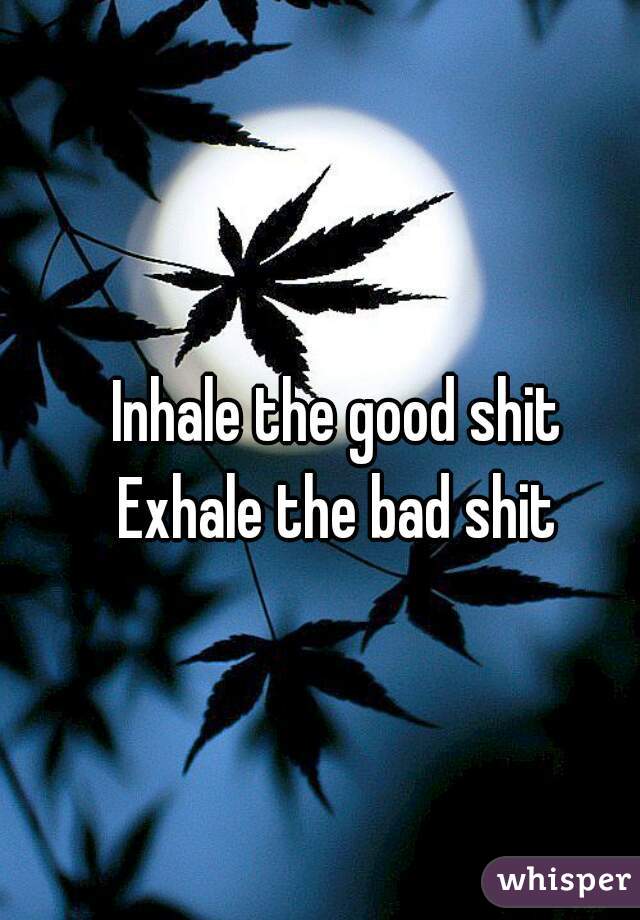         Inhale the good shit
        Exhale the bad shit