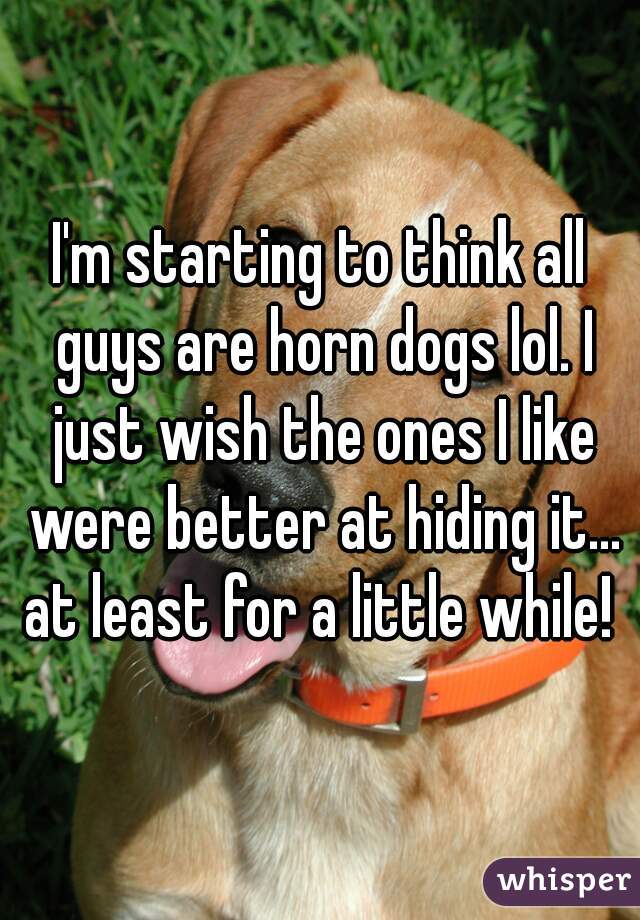 I'm starting to think all guys are horn dogs lol. I just wish the ones I like were better at hiding it... at least for a little while! 