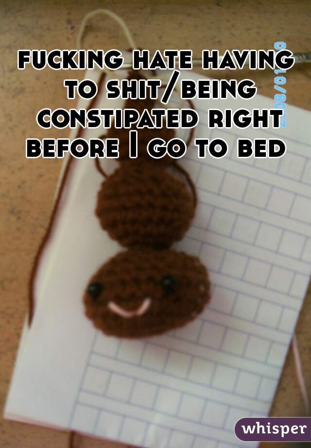 fucking hate having to shit/being constipated right before I go to bed 