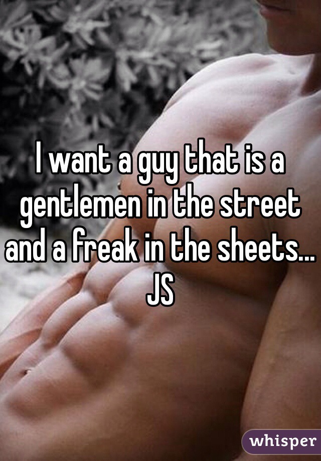 I want a guy that is a gentlemen in the street and a freak in the sheets... JS