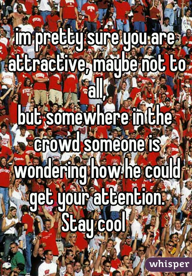 im pretty sure you are attractive, maybe not to all,
but somewhere in the crowd someone is wondering how he could get your attention.
Stay cool 