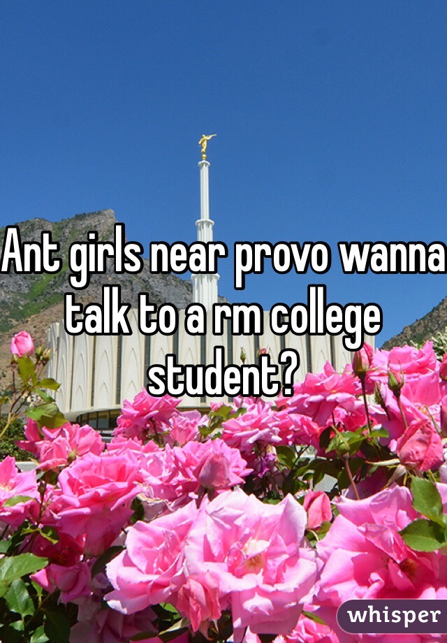 Ant girls near provo wanna talk to a rm college student?