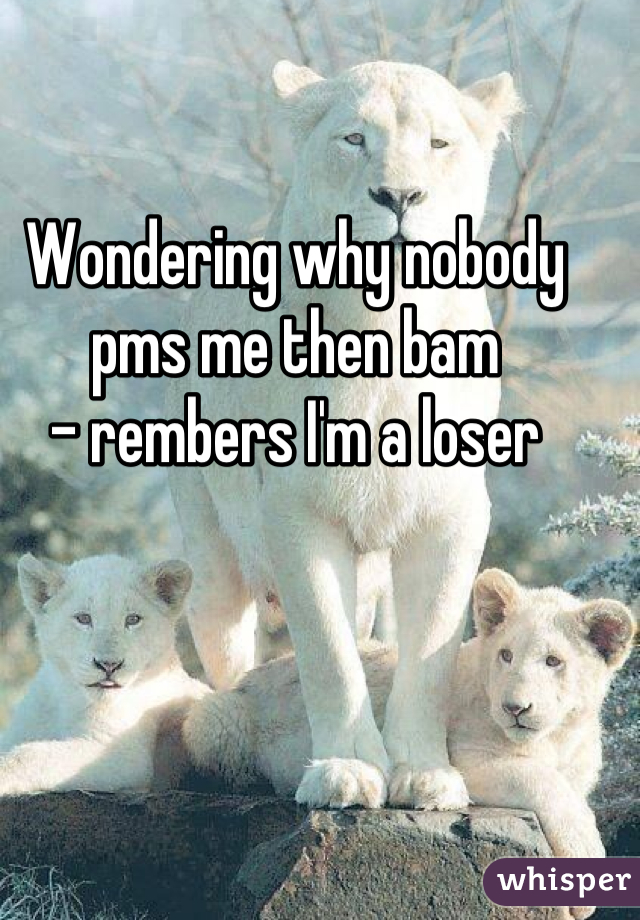 Wondering why nobody pms me then bam
- rembers I'm a loser
