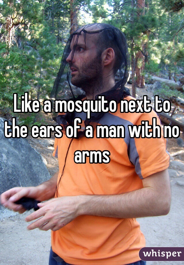 Like a mosquito next to the ears of a man with no arms