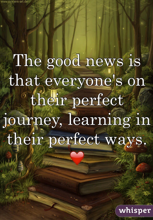 The good news is that everyone's on their perfect journey, learning in their perfect ways. ❤️