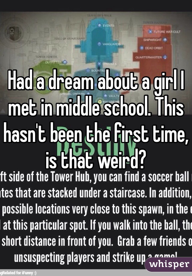 Had a dream about a girl I met in middle school. This hasn't been the first time, is that weird?