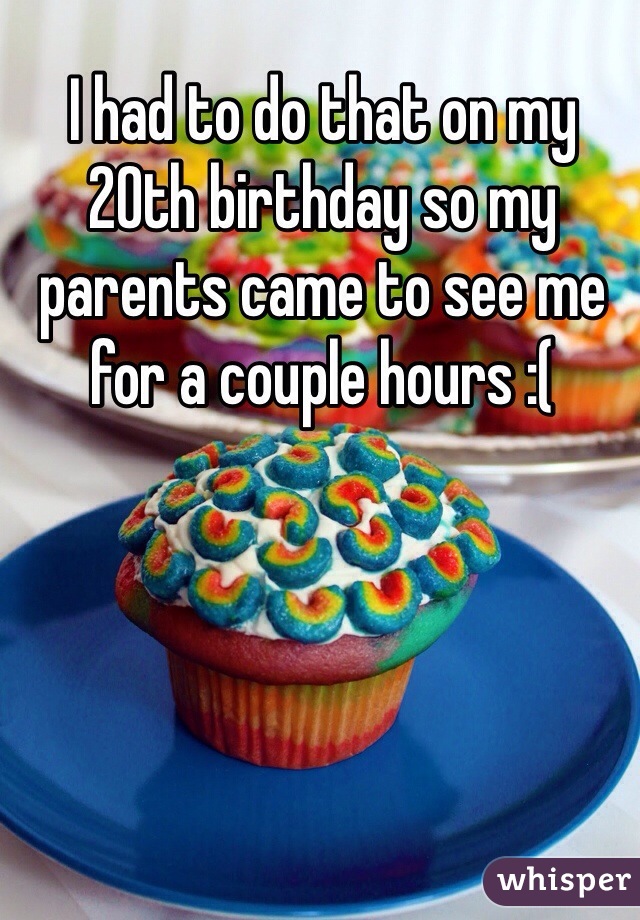 I had to do that on my 20th birthday so my parents came to see me for a couple hours :( 