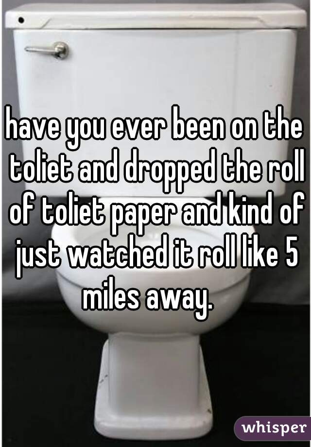 have you ever been on the toliet and dropped the roll of toliet paper and kind of just watched it roll like 5 miles away.   