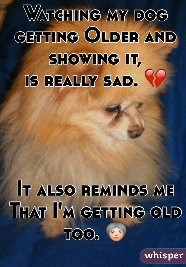Watching my dog getting Older and showing it, 
is really sad. 💔




It also reminds me 
That I'm getting old too. 👵