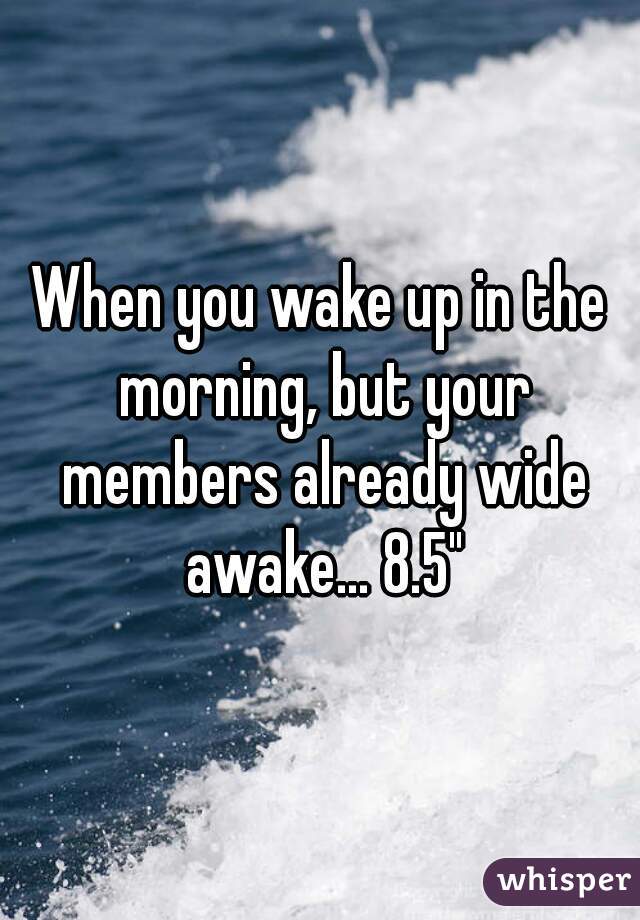 When you wake up in the morning, but your members already wide awake... 8.5"