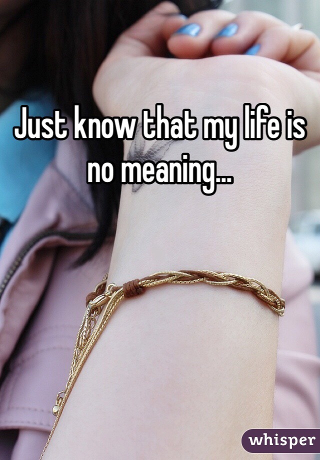 Just know that my life is no meaning...
