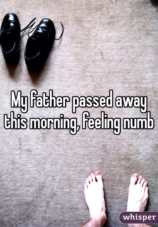 My father passed away this morning, feeling numb