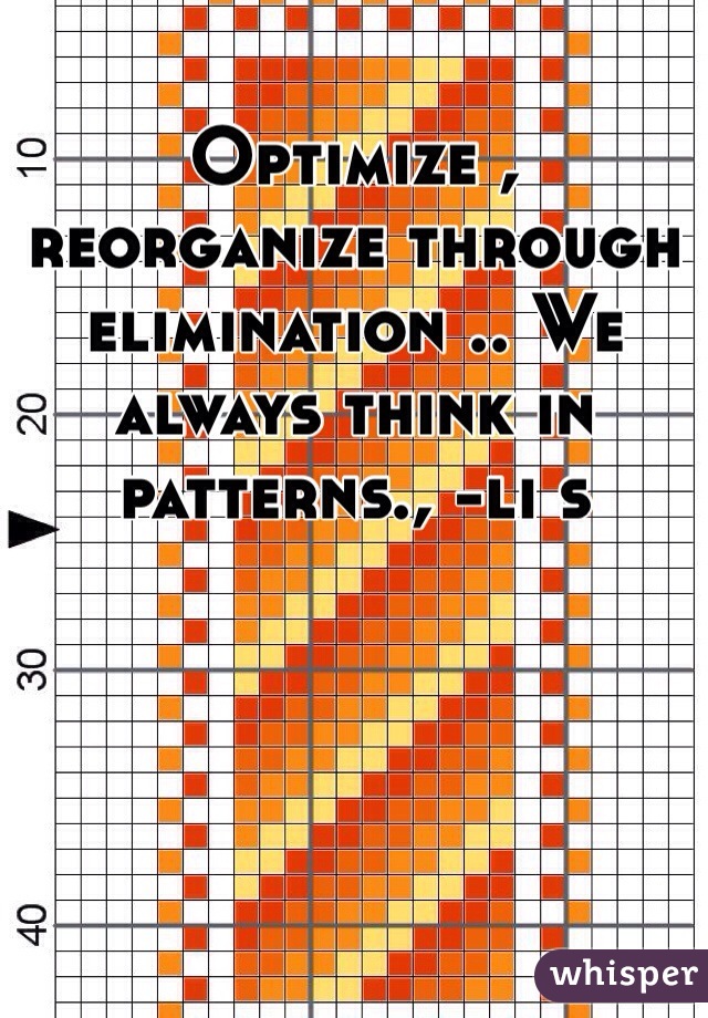 Optimize , reorganize through elimination .. We always think in patterns., -li s