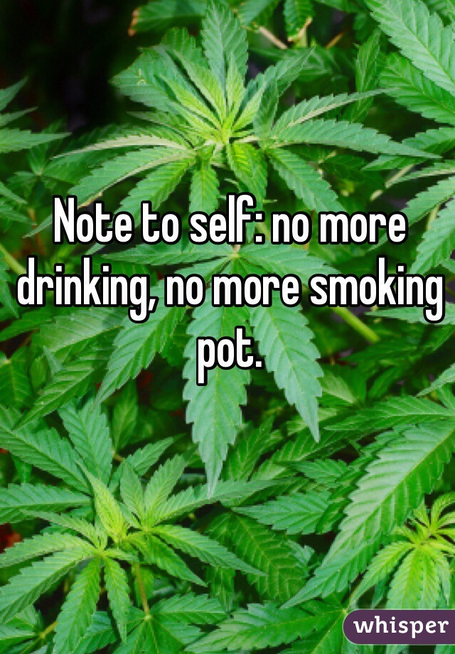 Note to self: no more drinking, no more smoking pot. 