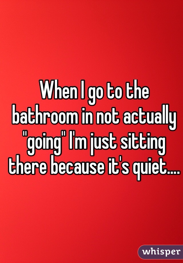 When I go to the bathroom in not actually "going" I'm just sitting there because it's quiet....
