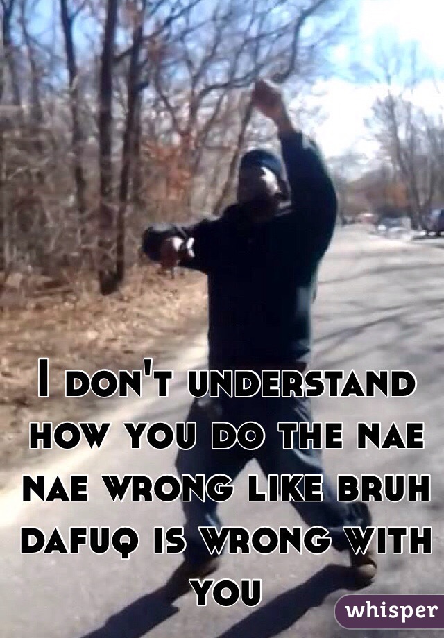 I don't understand how you do the nae nae wrong like bruh dafuq is wrong with you 