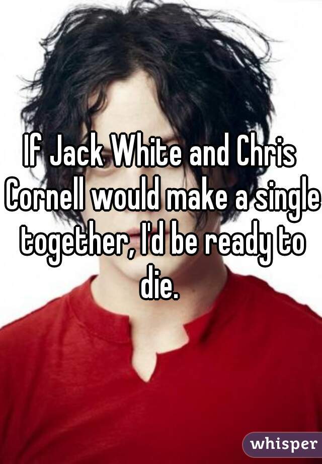 If Jack White and Chris Cornell would make a single together, I'd be ready to die. 