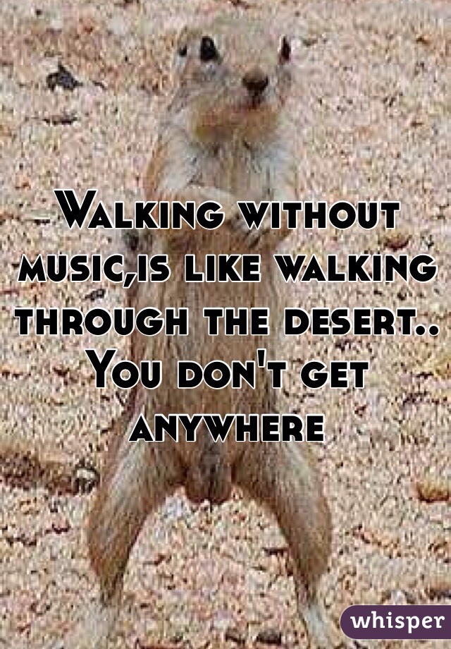 Walking without music,is like walking through the desert.. You don't get anywhere 