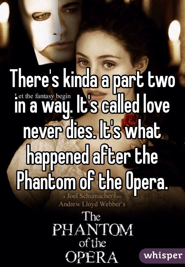 There's kinda a part two in a way. It's called love never dies. It's what happened after the Phantom of the Opera. 