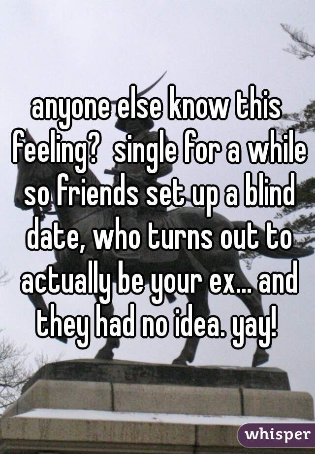 anyone else know this feeling?  single for a while so friends set up a blind date, who turns out to actually be your ex... and they had no idea. yay! 
