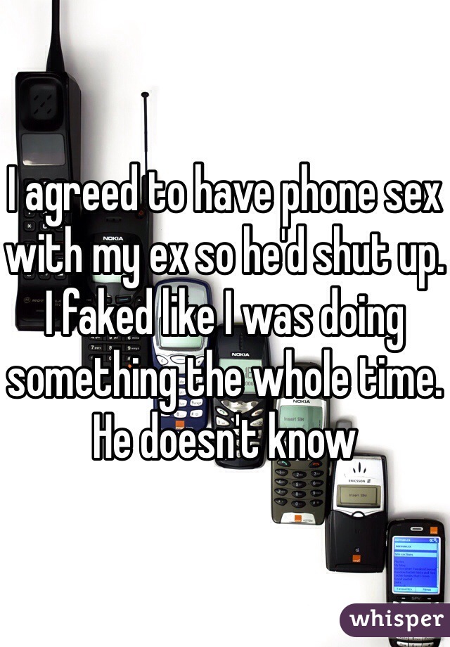 I agreed to have phone sex with my ex so he'd shut up. I faked like I was doing something the whole time. He doesn't know