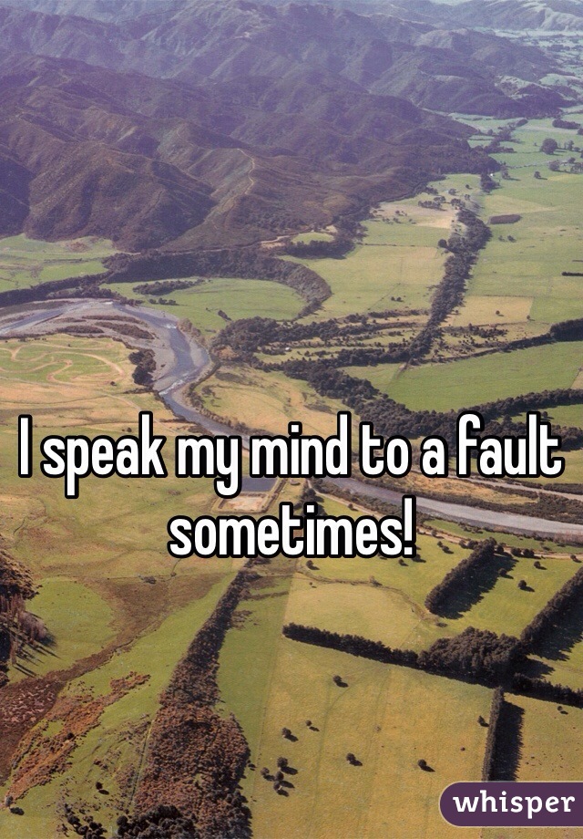 

I speak my mind to a fault sometimes!