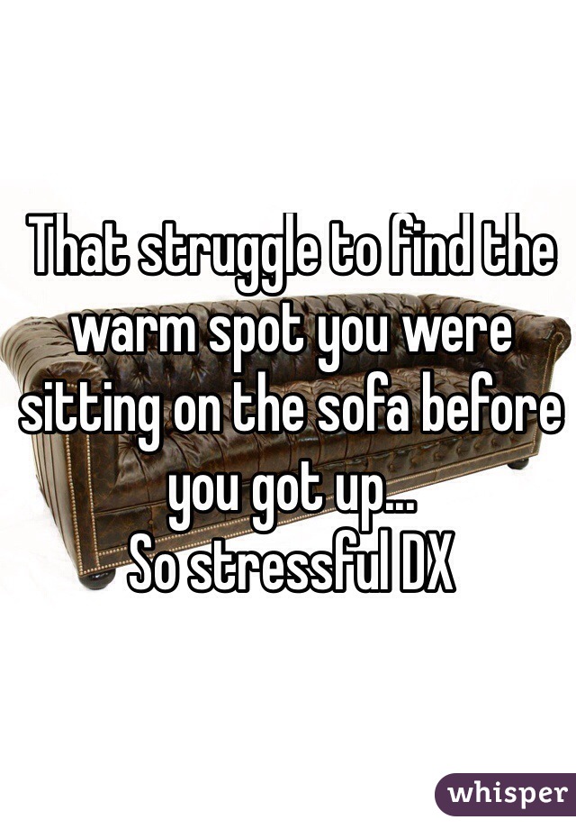 That struggle to find the warm spot you were sitting on the sofa before you got up...
So stressful DX
