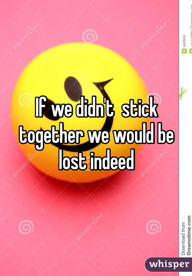 If we didn't  stick together we would be lost indeed