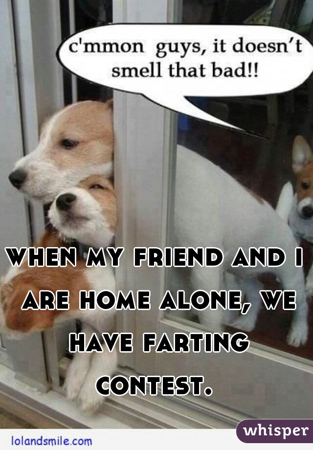 when my friend and i are home alone, we have farting contest. 