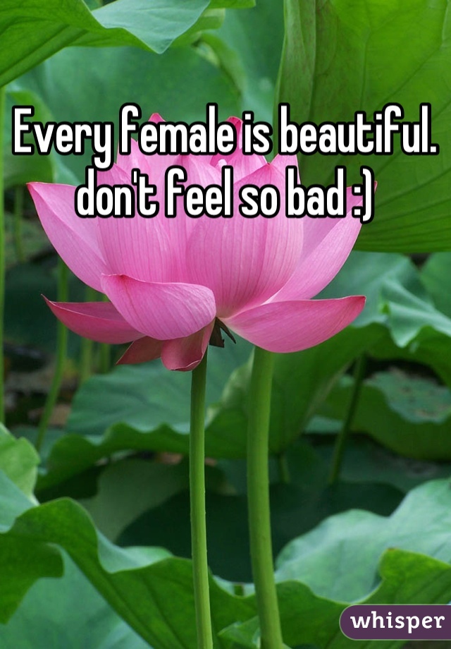 Every female is beautiful.
don't feel so bad :)