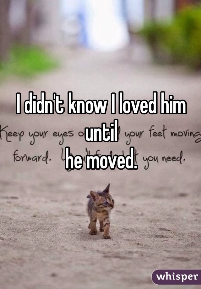 I didn't know I loved him until
he moved.