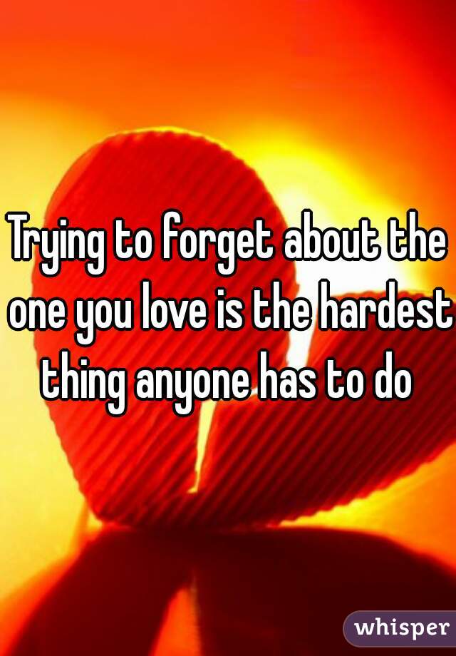 Trying to forget about the one you love is the hardest thing anyone has to do 