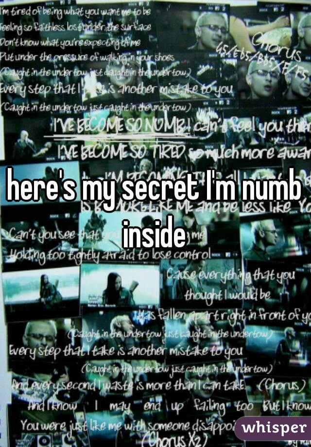 here's my secret I'm numb inside 