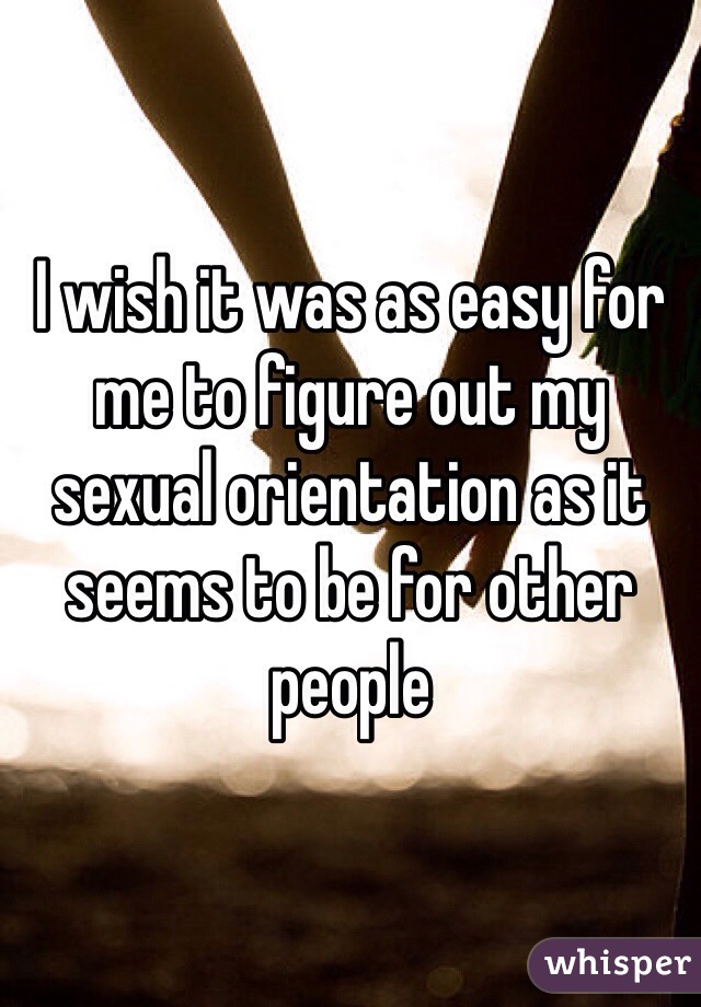 I wish it was as easy for me to figure out my sexual orientation as it seems to be for other people