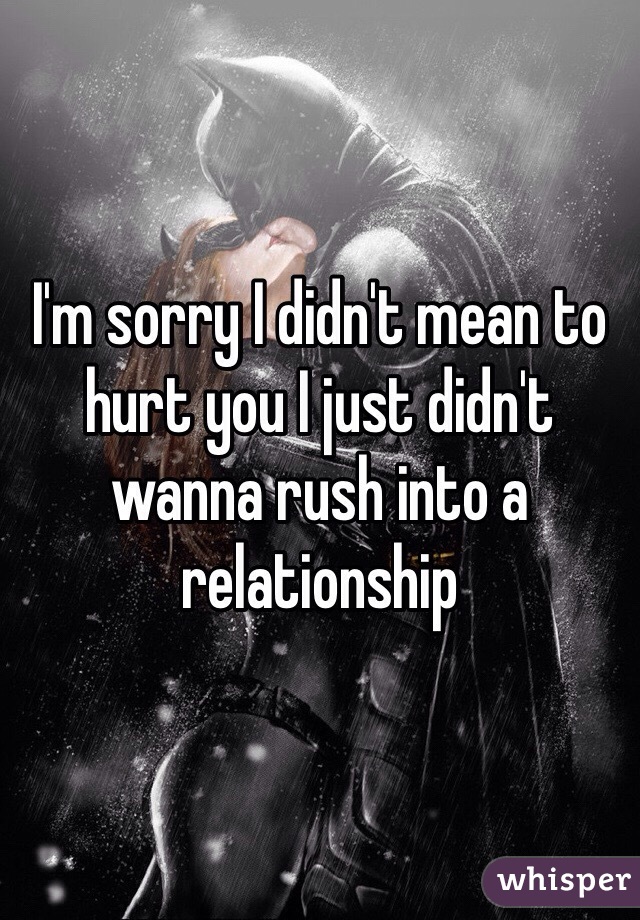 I'm sorry I didn't mean to hurt you I just didn't wanna rush into a relationship 