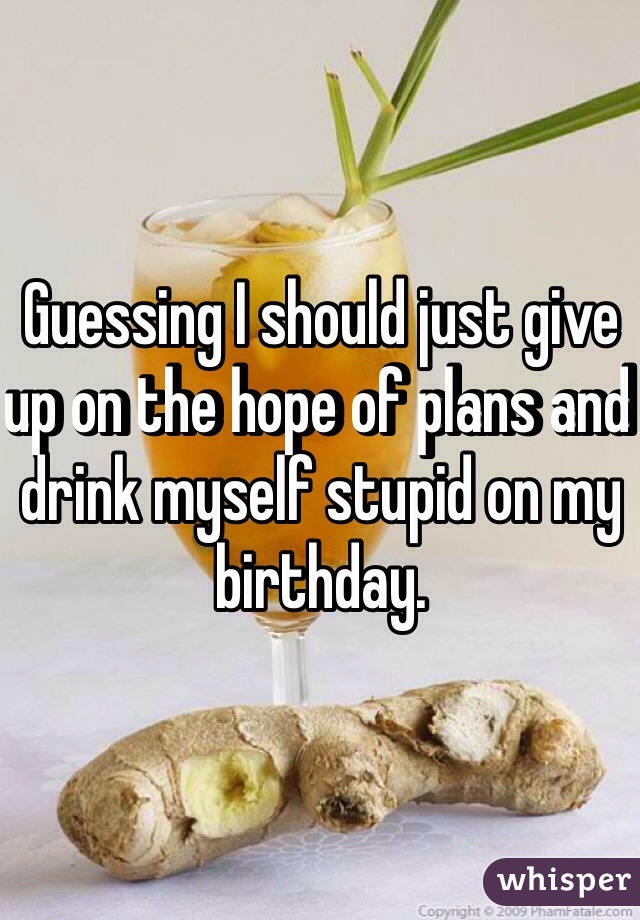 Guessing I should just give up on the hope of plans and drink myself stupid on my birthday. 