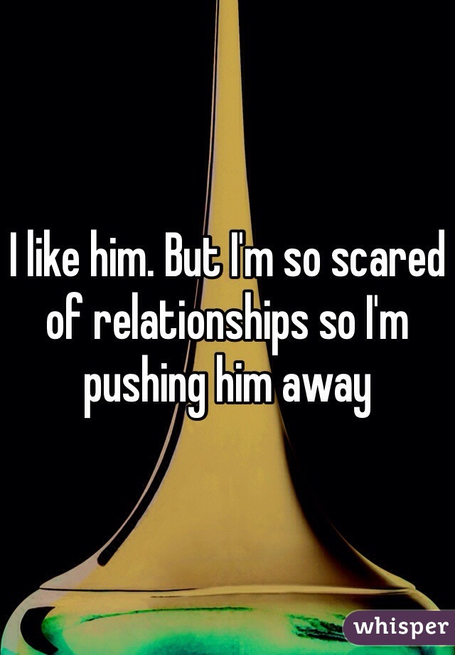 I like him. But I'm so scared of relationships so I'm pushing him away