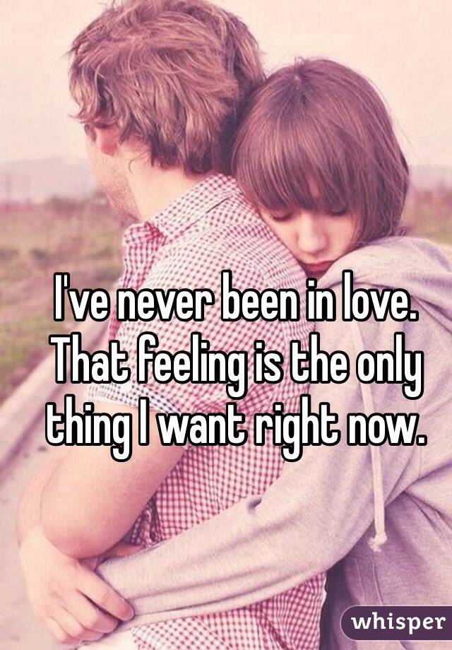 I've never been in love. That feeling is the only thing I want right now.